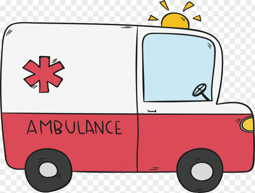Hand-painted Style Ambulance Car Motor Vehicle Clip Art PNG