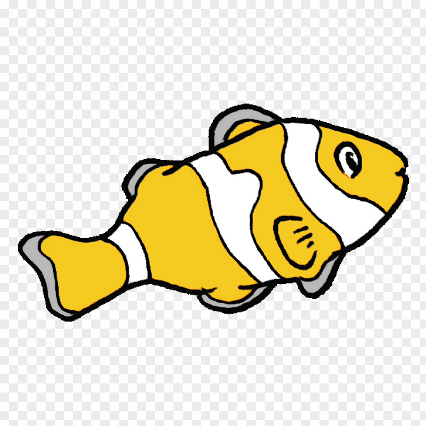 Cartoon Yellow Fish Line Area PNG