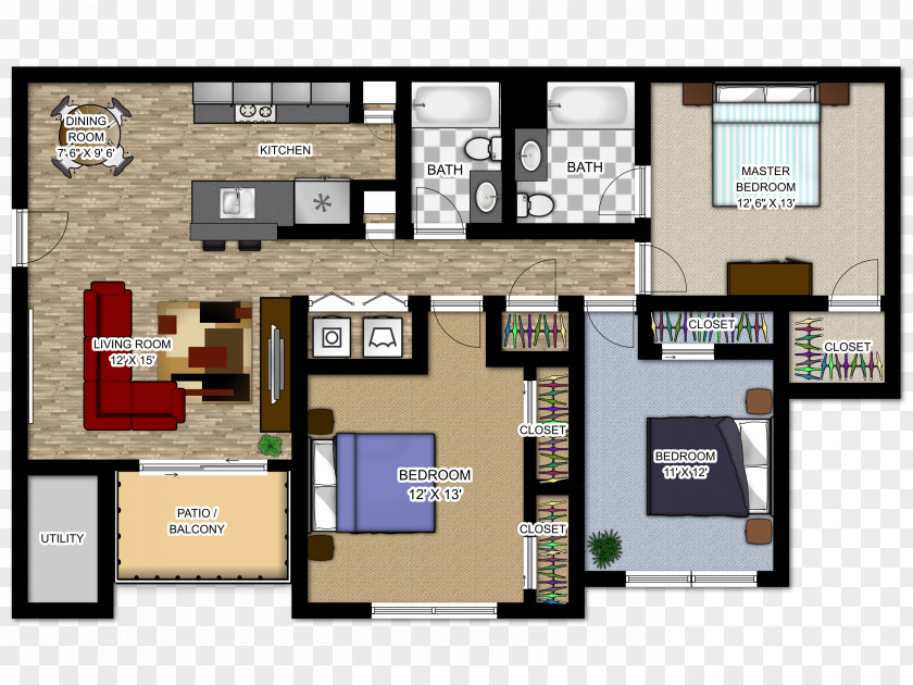 Three Rooms And Two Floor Plan Aquia Fifteen Apartments At Towne Center Stafford PNG