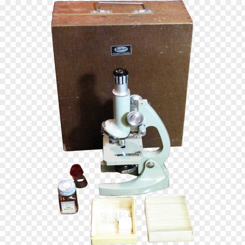 Microscope Wooden Box Scientific Instrument Eyepiece Tasco PNG