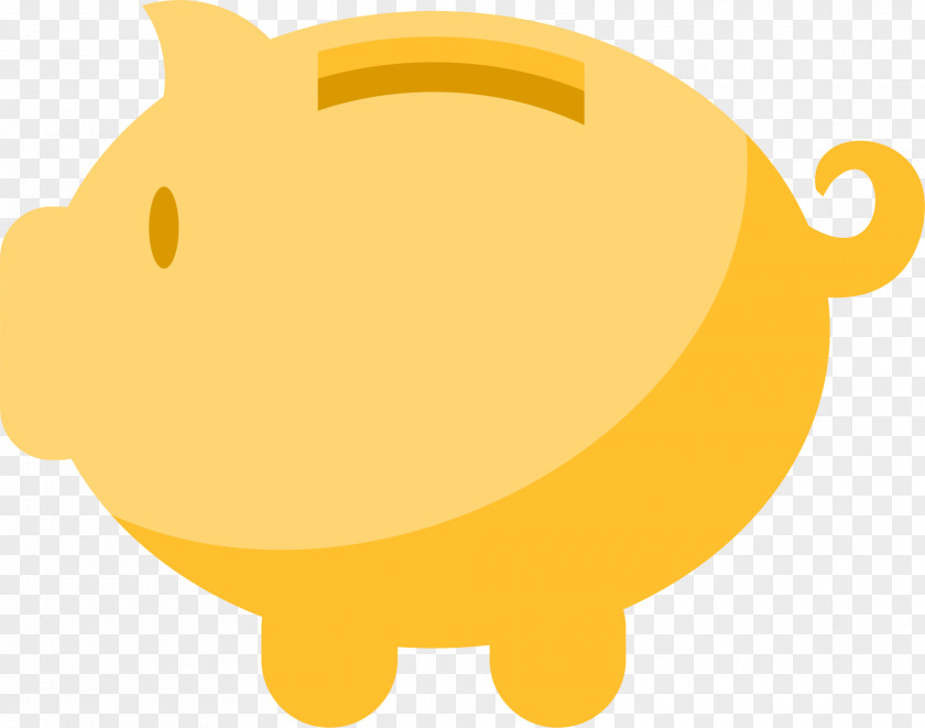 Yellow Cartoon Piggy Bank Domestic Pig Saving Clip Art PNG