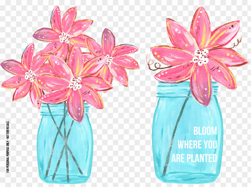 Mason Jar Flower Clip Art PNG