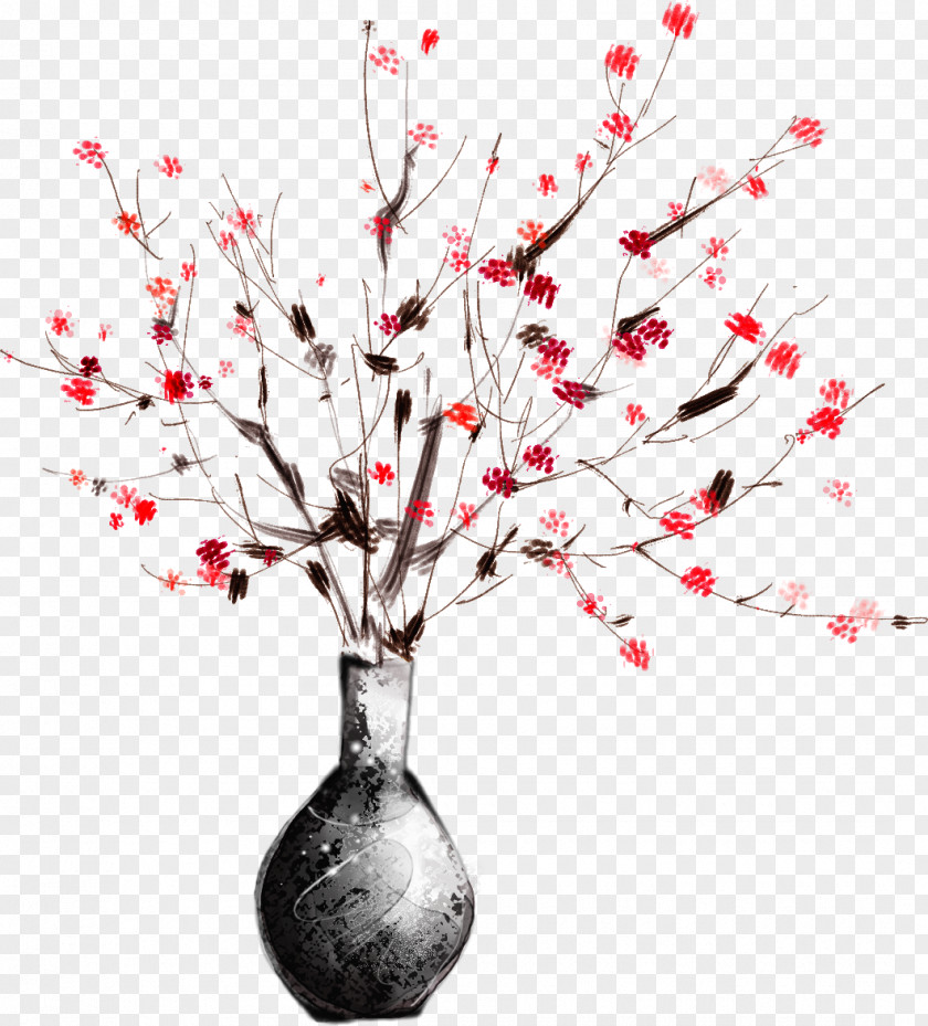 Vase Chinoiserie Plum Blossom PNG