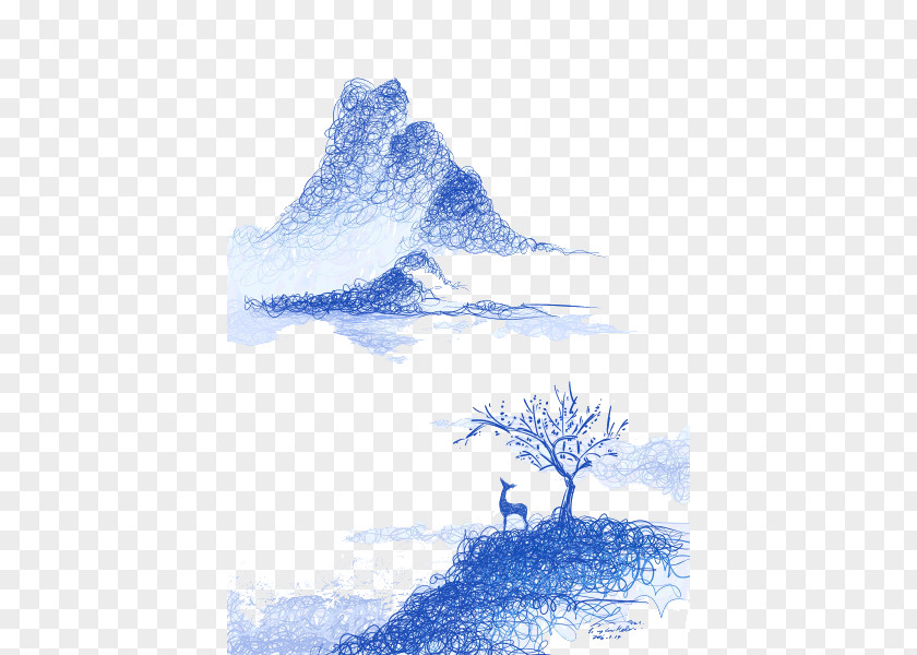 Blue Mountain Art Illustration PNG