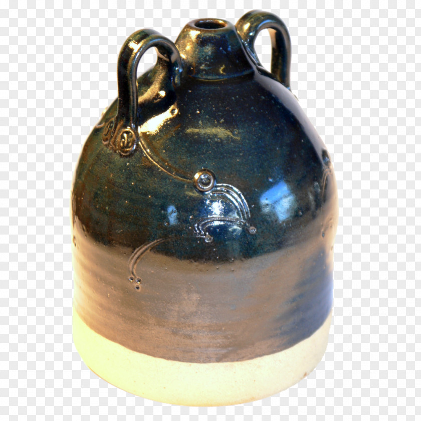 Celtic Style Kettle Jug Cobalt Blue Pottery Vase PNG