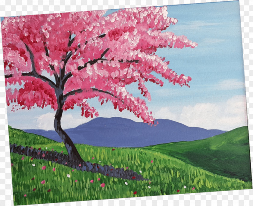 Cherry Blossom Painting Acrylic Paint PNG