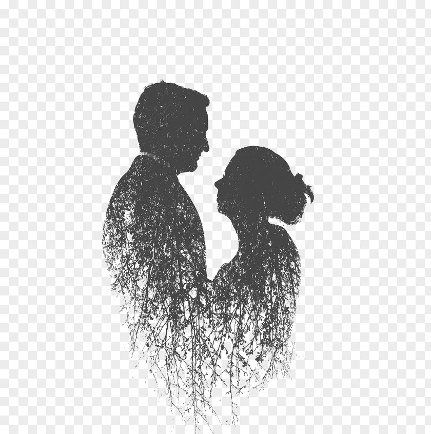 Couple Silhouette Multiple Exposure PNG