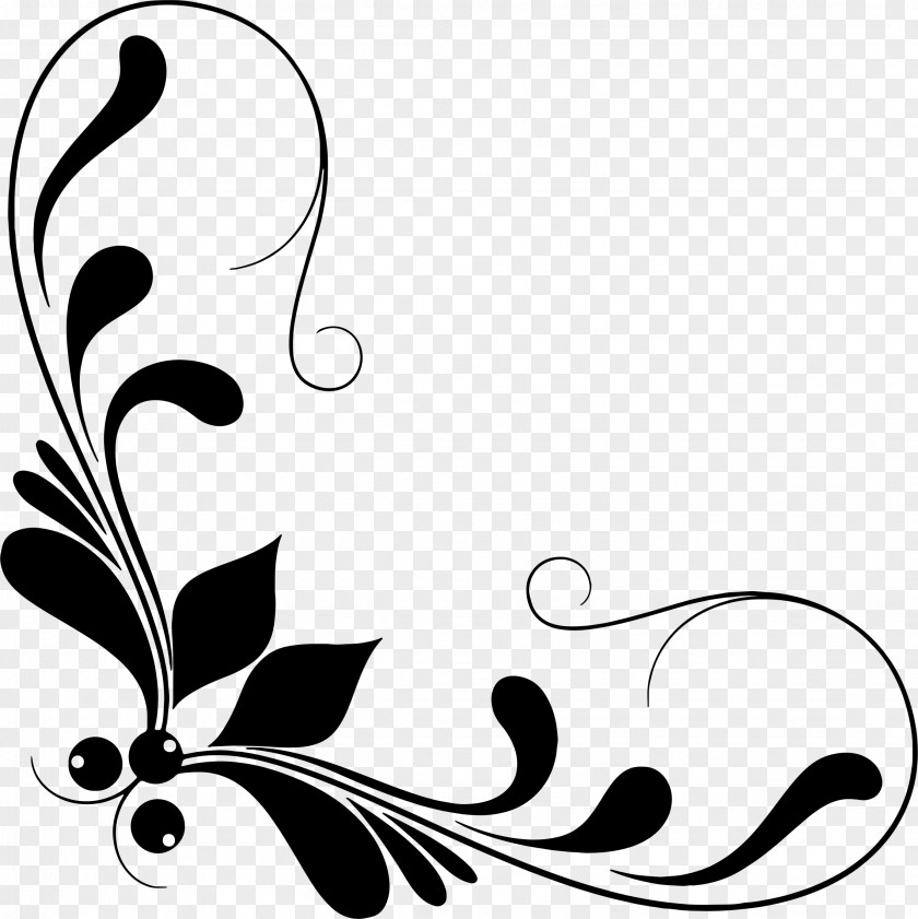 Decorative Line Floral Design Clip Art PNG
