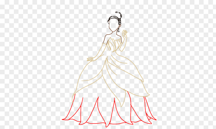 Woman Gown Line Art Clip PNG