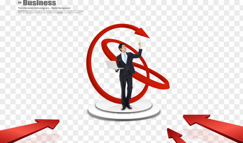 Business Man Pointing Red Arrow PNG