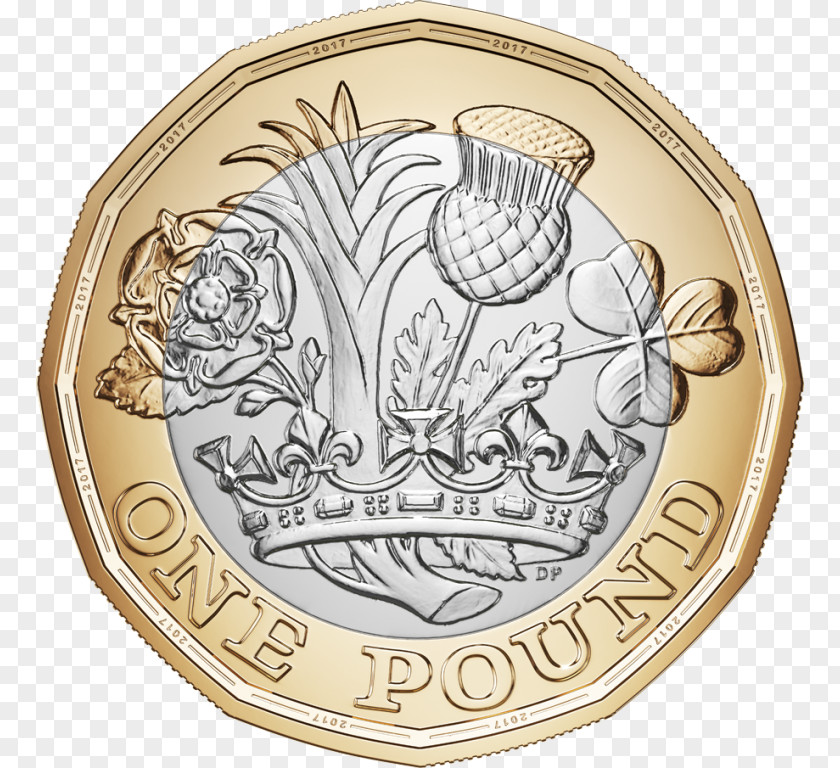 Coin Royal Mint One Pound Sterling PNG