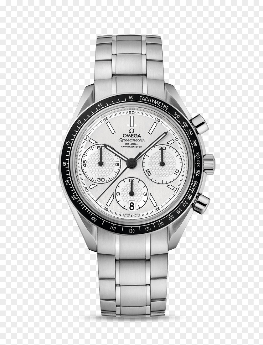 Omega Chronograph Watch Men White Speedmaster SA Coaxial Escapement PNG