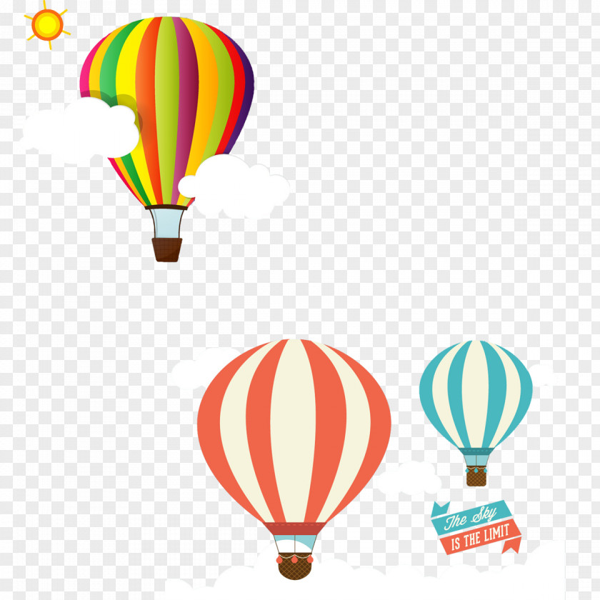 Hot Air Balloon Floating Clip Art PNG