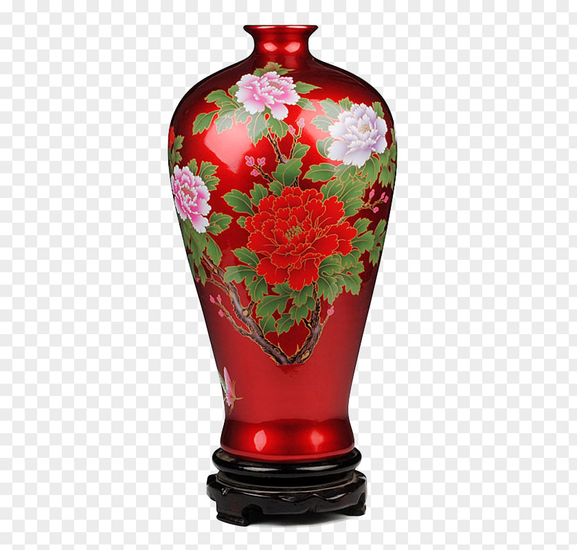 Melon Glaze Porcelain Bottle Vase Jingdezhen Ceramic On-glaze Decoration PNG