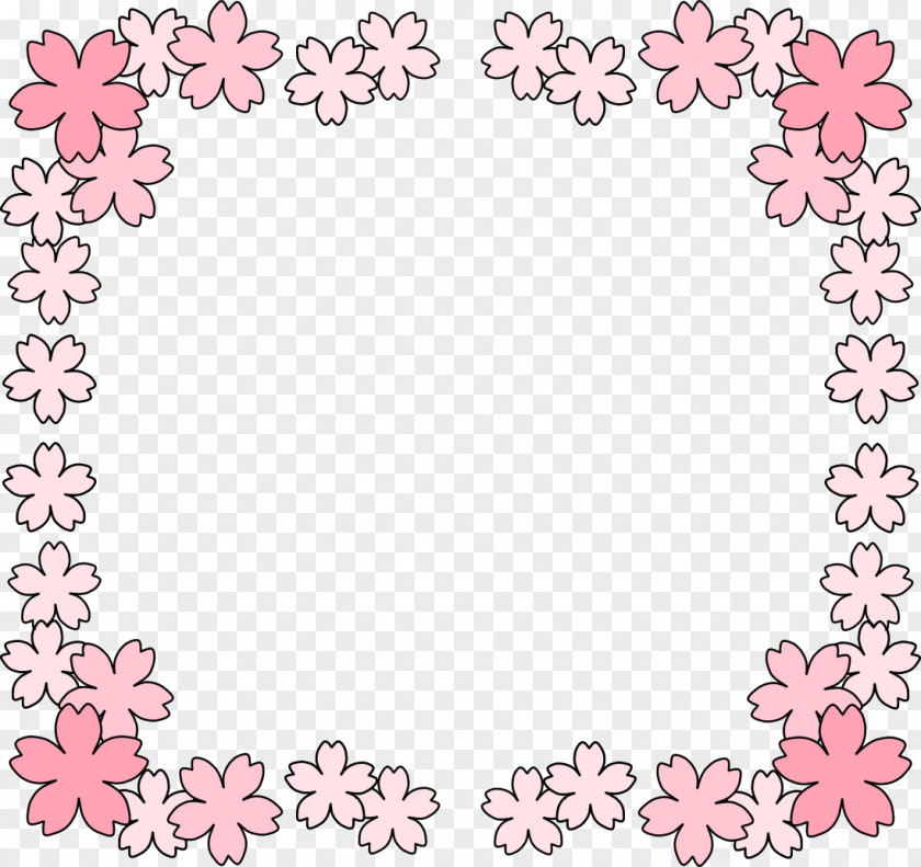 Sakura Flowers Borders And Frames Clip Art PNG