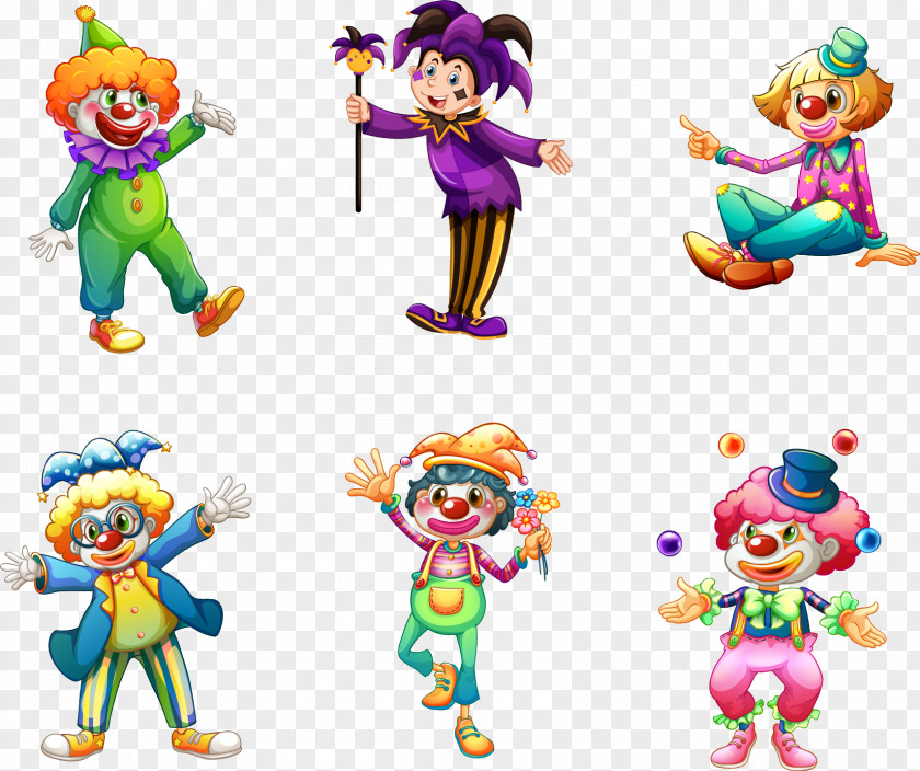 Vector Hand-painted Clown Stock Illustration PNG