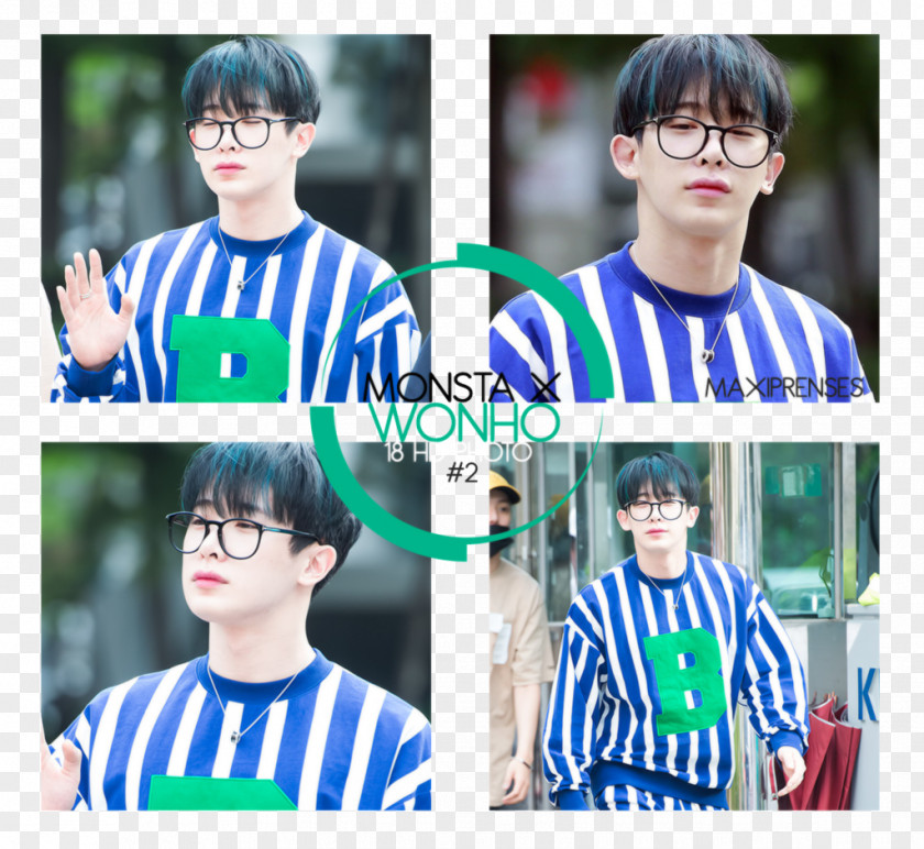 Saranghae Monsta X Glasses Smile Emoticon T-shirt PNG