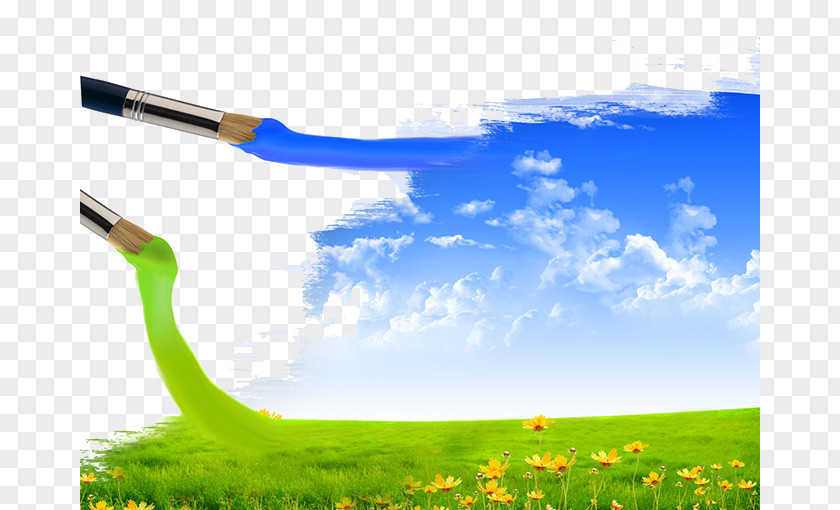 Creative Watercolor Pen Natural Beauty Brush Landscape Painting Sky PNG