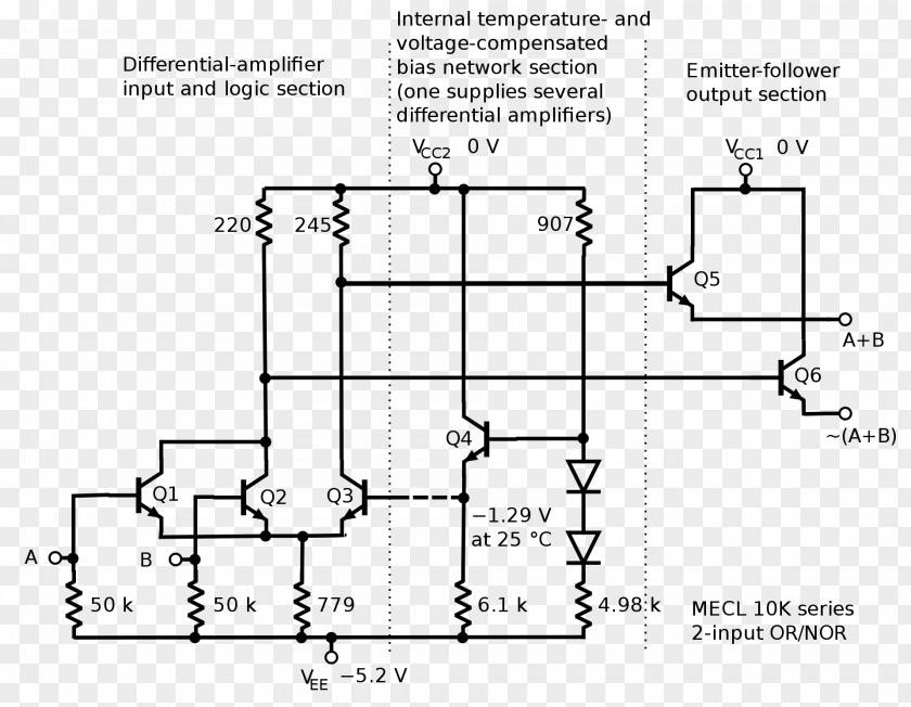 Emitter-coupled Logic Gate Electronic Circuit Diagram Transistor–transistor PNG