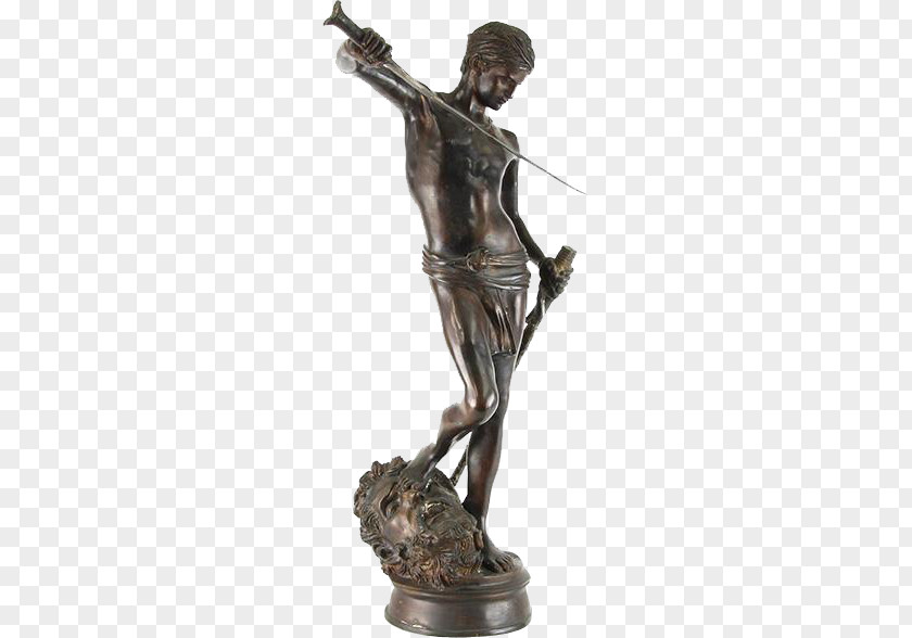 David And Goliath Bronze Sculpture Statue Classical PNG