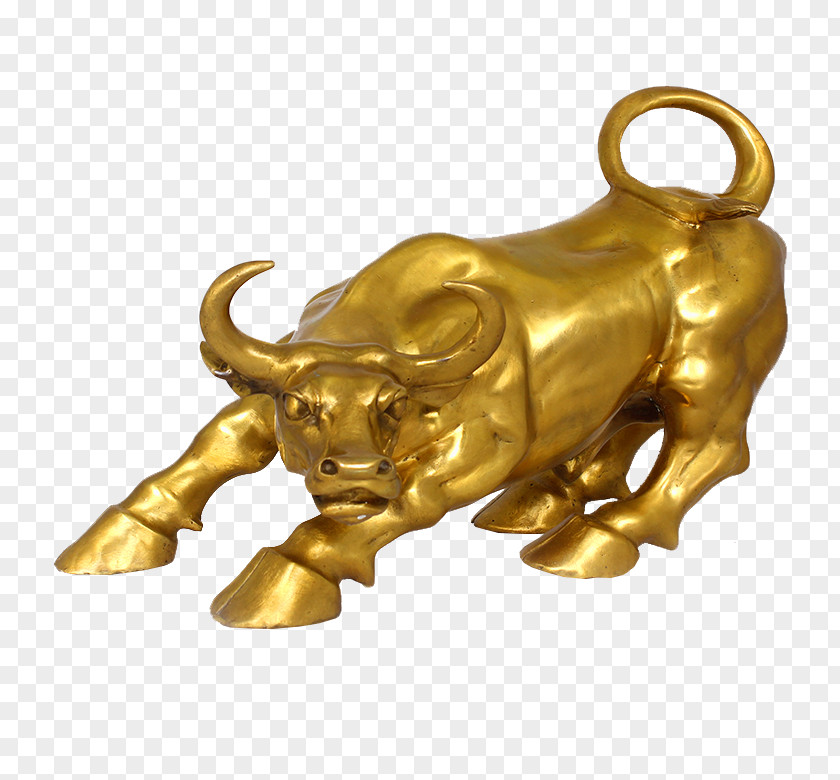 Taurus Forward Charging Bull Bronze Sculpture Statue Market Trend PNG