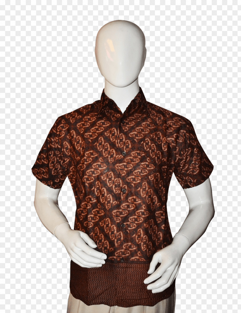 Shirt Serambi Batik Blue Button PNG