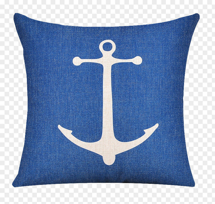 Anchor Pattern Pillow Throw Cushion Blue PNG