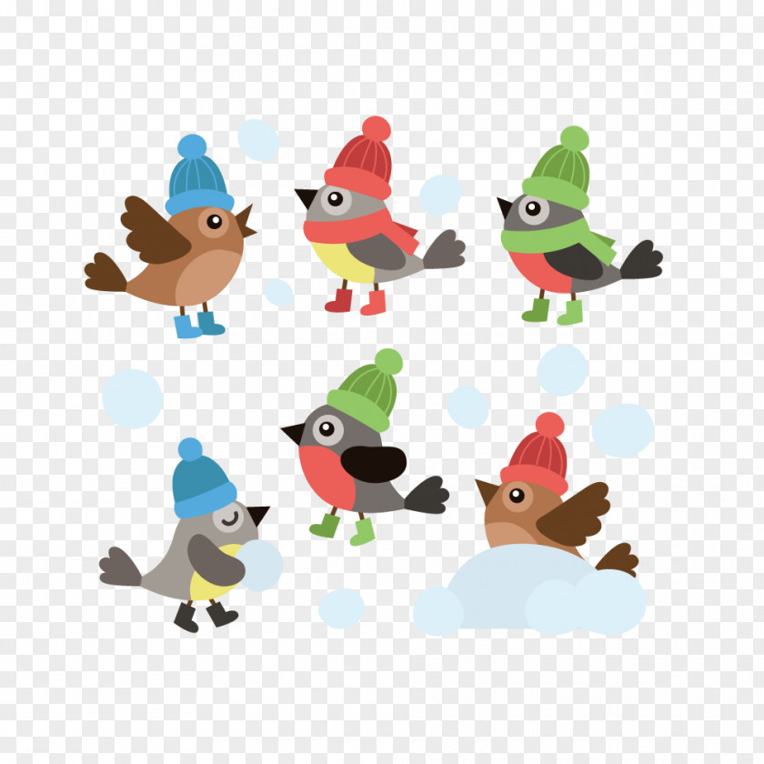 Birds Frolic In The Snow Bird Hat PNG