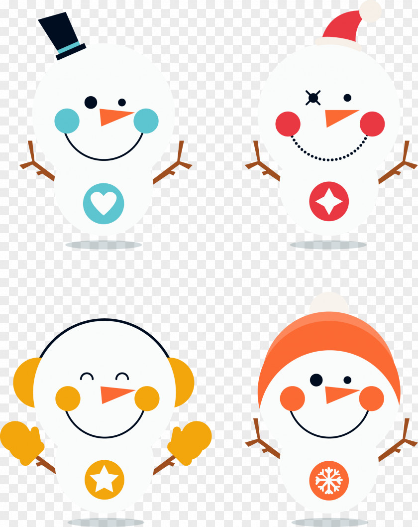 Vector Hand-drawn Cartoon Snowman Christmas Clip Art PNG