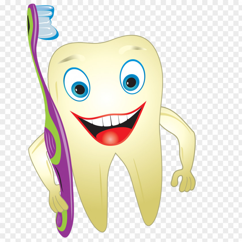 Yellow Cartoon Tooth Toothbrush Human Dentistry PNG