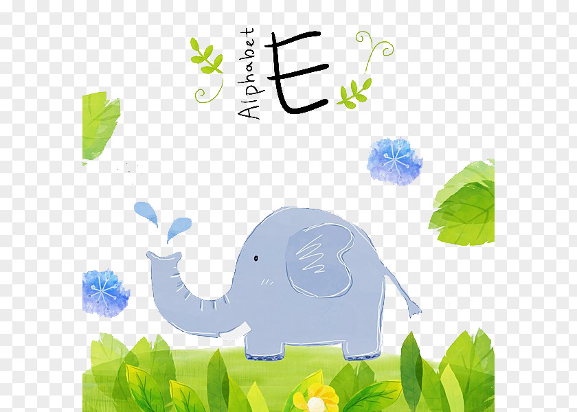 The Elephant On Grass Illustration PNG
