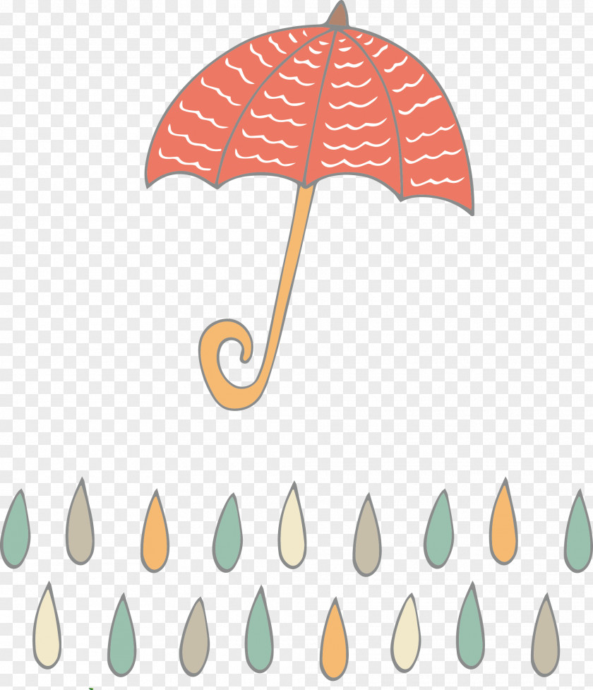 Hand-painted Umbrella Raindrops Drawing Cartoon PNG