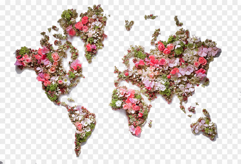 Map Full Of Flowers United States World Flower PNG