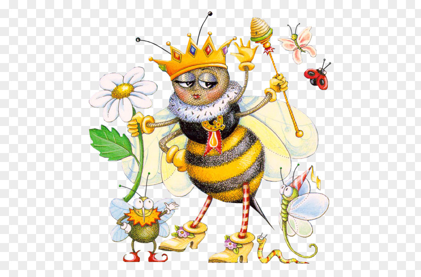 Queen Bee BeeHoney Honey Beehive Cartoon PNG