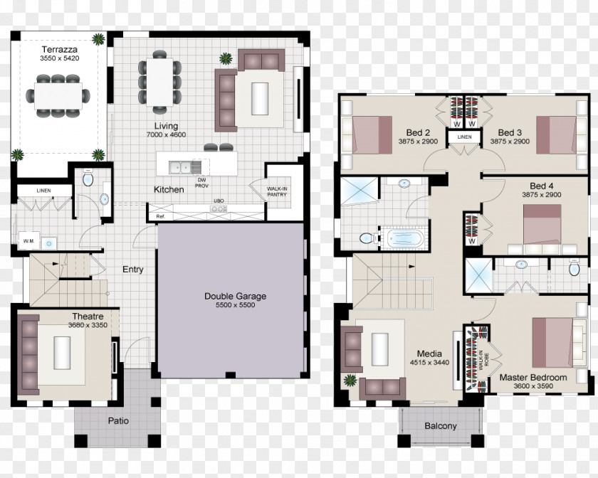 European Style Court Floor Plan House PNG