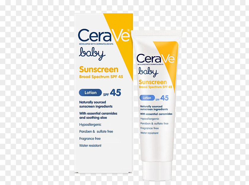 Sunscreen Cream CeraVe Moisturizing Lotion Factor De Protección Solar Baby PNG