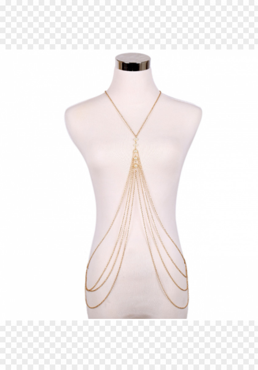 Tassel Belly Chain Necklace Imitation Pearl Mannequin PNG