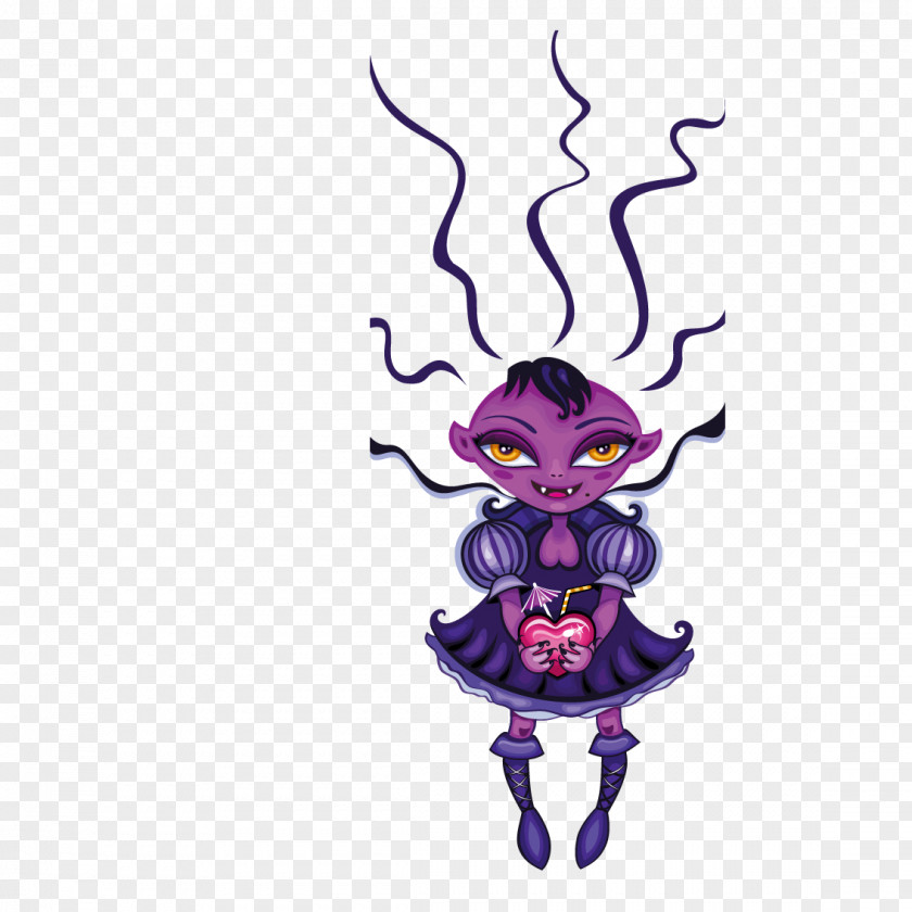 Female Monster Holding A Heart Euclidean Vector Computer File PNG