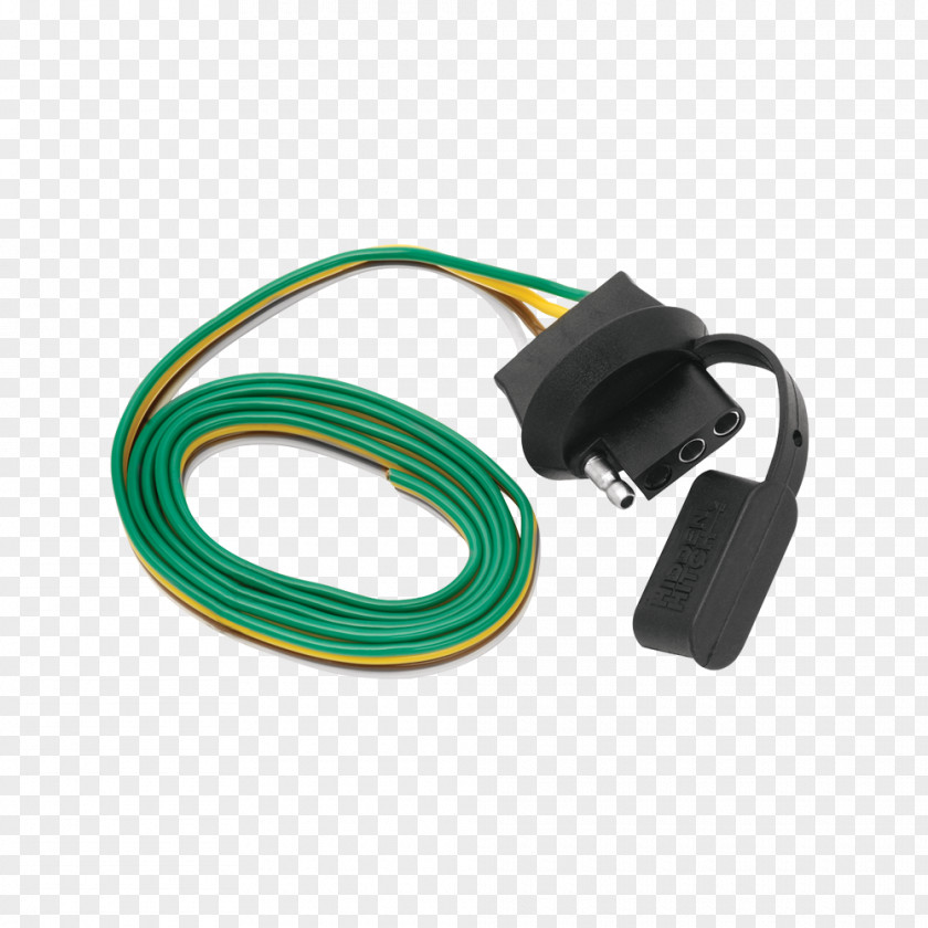 Flat Ball Hitch Electrical Cable Tow Ready 4-Flat Car End Connector Wires & PNG