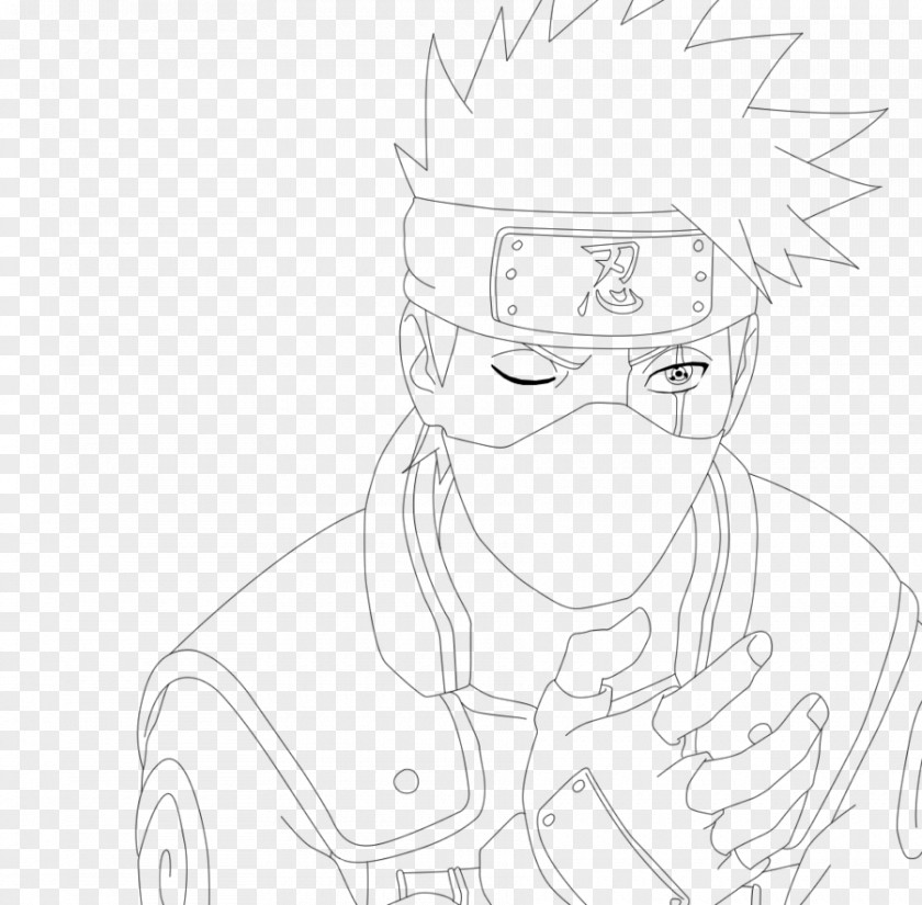 Naruto Kakashi Hatake Black And White Drawing Coloring Book Sketch PNG