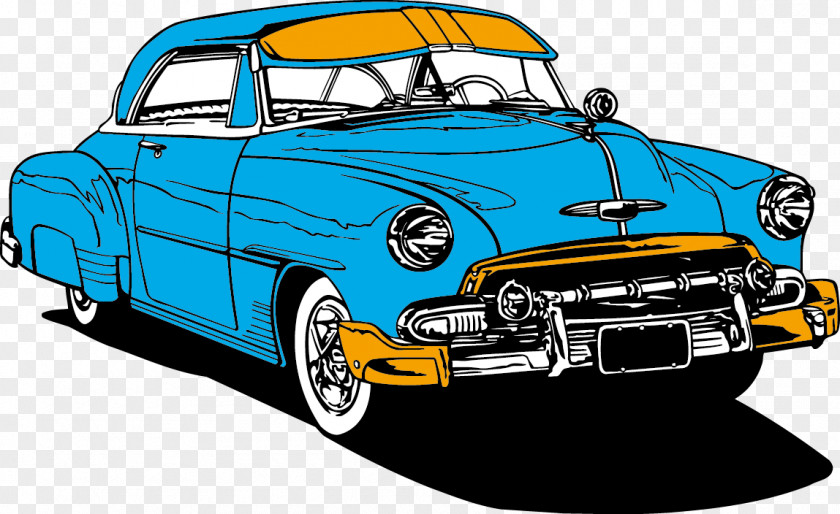 Vector Classic Cars Antique Car Caricature Black And White PNG