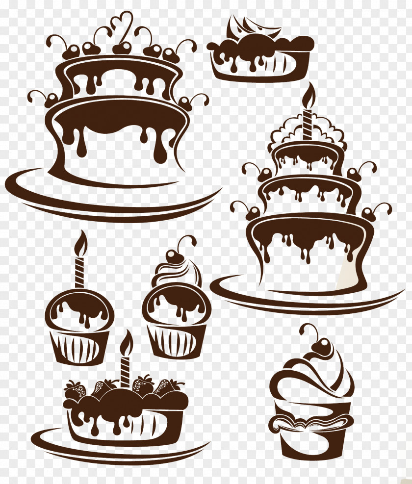 Hand Drawn Vector Material Cake Wedding Birthday Cupcake PNG