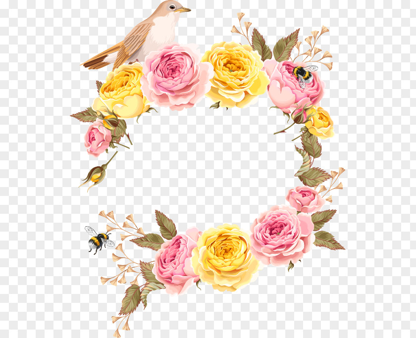 Beautiful Roses Invitation Design Vector Material Wedding Flower Illustration PNG