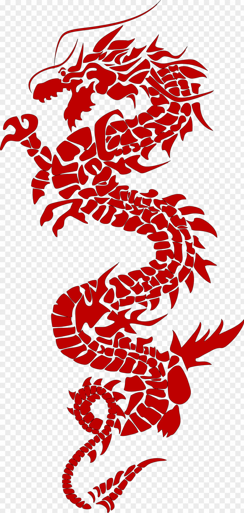 Chinese Style Dragon Joints Silhouette Japanese PNG