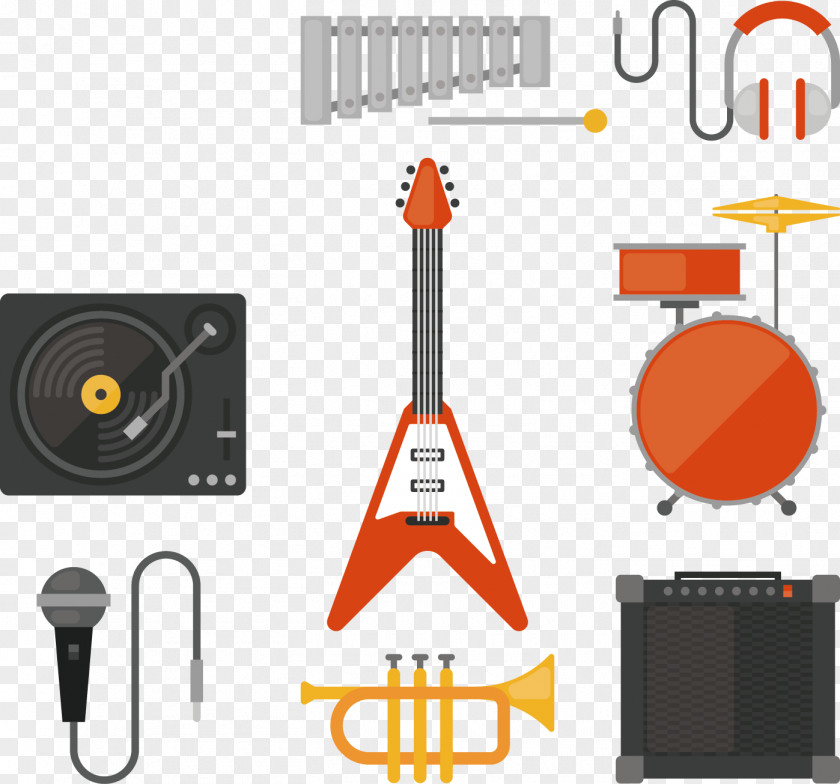 Vector Collection Of Hand-painted Musical Instruments Xylophone Percussion PNG