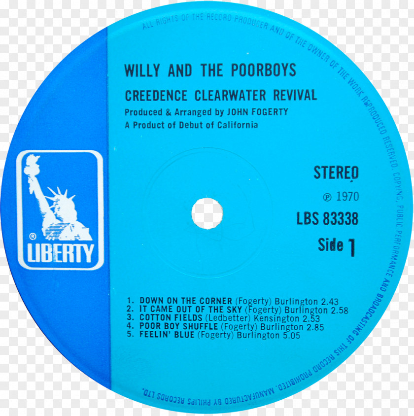 Virgin Records Creedence Clearwater Revival Willy And The Poor Boys Phonograph Record Label Compact Disc PNG