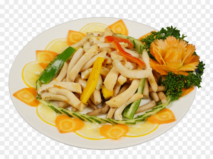 Fresh Tea Mushroom Fried Abalone Bamboo Shoots Chow Mein Chinese Noodles Lo Cap Cai PNG