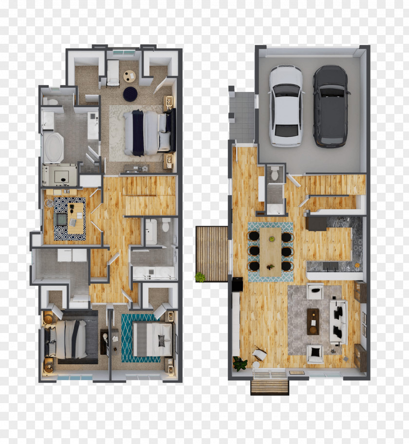 3D Floor Plan Facade PNG