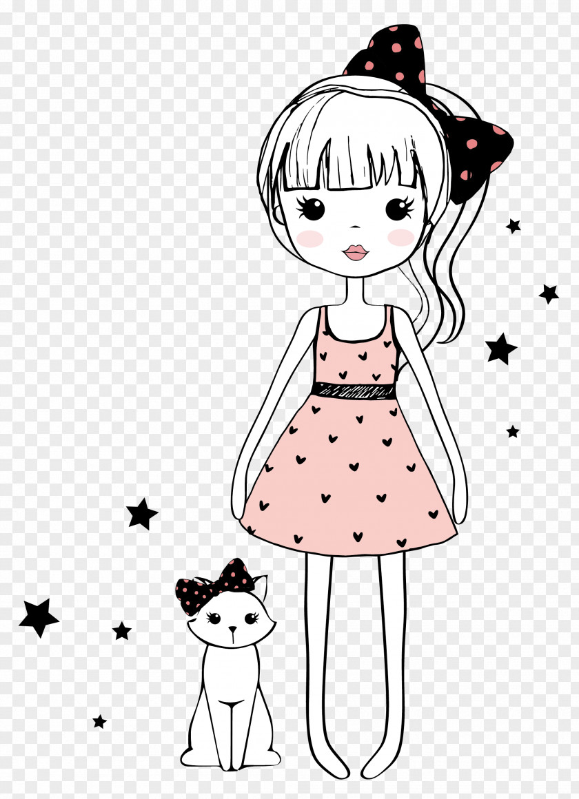 Drawing Girl Cartoon Sketch PNG Sketch, Girl, girl in pink dress clipart PNG