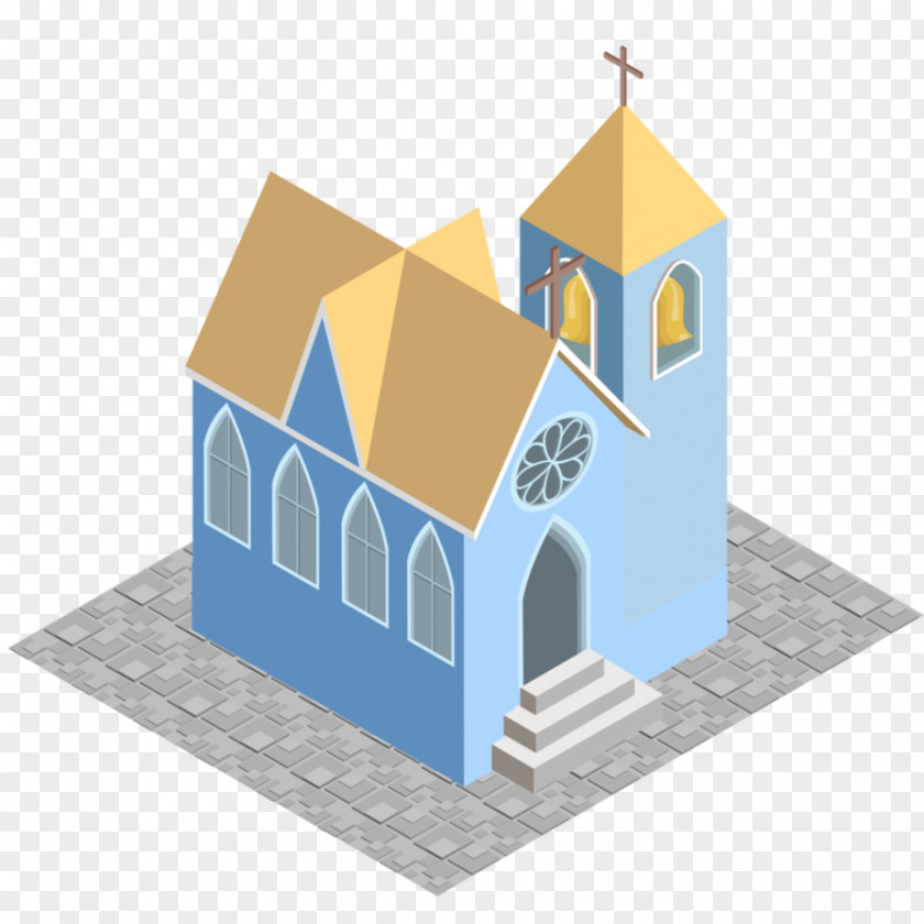 Isomatric Isometric Projection Chapel Church Pixel Art Axonometric PNG